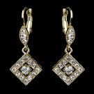 Gold Clear Austrian Crystal Drop Bridal Earrings 9245