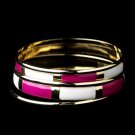 Gold White Fuchsia Bangle Fashion Bracelet 8800