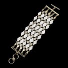Gold Clear Rhinestone White Diamond Pattern Fashion Bracelet 8841