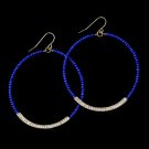 Gold Blue Bead Earrings 8817