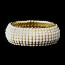 Gold White Stretch Bracelet 8802