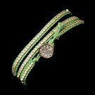 Green Studded Bohemian Wrap Bracelet with Rhinestone Adornment 8862