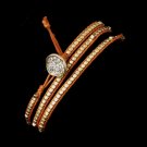 Orange Studded Bohemian Wrap Bracelet with Rhinestone Adornment 8862