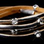 Silver Multi Rhinestone Studded Wrap Bracelet 8814
