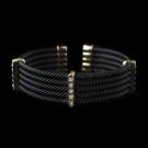 Gold Black Rhinestone Coiled Designer Inspired Open Cuff Bangle Bracelet 8865