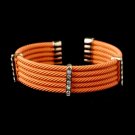 Gold Orange Coral Rhinestone Designer Inspired Open Cuff Bangle Bracelet 8865