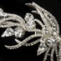 Antique Silver Clear Multi Cut Rhinestone Spiral Side Accented Bridal Headpiece 1782