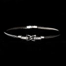 Black Rhodium Clear CZ Crystal Hug Cable Bangle Bracelet 8875
