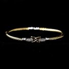 Gold Clear CZ Crystal Hug Cable Bangle Bracelet 8875