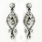 Clear Crystal Post Dangle Earrings with Black Plating 8705