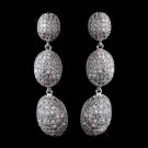 Antique Silver Clear CZ Crystal Drop Earrings 8978