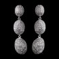 Antique Silver Clear CZ Crystal Drop Earrings 8978