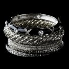Silver & Black Rhinestone 6 Piece Bangle Bracelet Set 8869