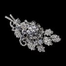 Antique Silver Clear Rhinestone Bouquet Brooch 226