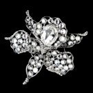 Antique Silver Clear Rhinestone Brooch 82