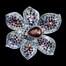 Antique Silver Amethyst & AB Rhinestone Brooch 8799