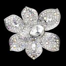 Antique Silver Clear & AB Rhinestone Brooch 8799