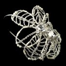 Silver Diamond White Pearl, Rhinestone & Bugle Bead Side Accented Headband Headpiece 9622