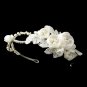 Ivory Floral Side Accented Bridal Headband in Silver 9624