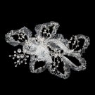 Delicate Lace & Rhinestone Bridal Leaf Hair Clip 9632