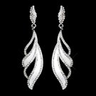 Antique Silver White Pearl Dangle Earrings 8941