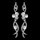 Antique Silver Clear Rhinestone Dangle Earrings 8942