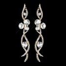 Gold Clear Rhinestone Dangle Earrings 8942