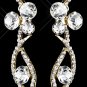 Gold Clear Rhinestone Dangle Earrings 8942