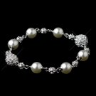 Silver Diamond White Pearl & Rhinestone Bracelet 8767