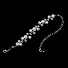 Silver White Pearl & Clear Rhinestone Bracelet 8899