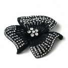 Black Clear Rhinestone Flower Brooch 168