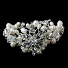 Silver Freshwater Pearl & Rhinestone Floral Bracelet 1163