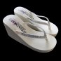 Crystals ~ High Wedge Bridal Flip Flops with Crystal Accented Suedene Strap