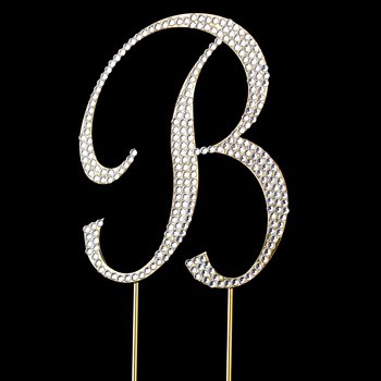 Completely Covered ~ Swarovski Crystal Wedding Cake Topper ~ Letter B ~ Gold
