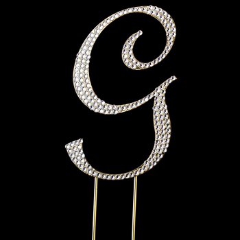 Completely Covered ~ Swarovski Crystal Wedding Cake Topper ~ Letter G ~ Gold