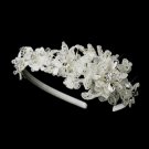 Floral Fabric & Crystal Side Accented Headband Headpiece 2292