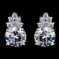 E 2499 Silver Clear Round CZ Crystal Stud Earrings 2499