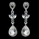 Silver Clear Rhinestone Teardrop Drop Dangle Earrings 26600