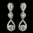 Silver Clear Round CZ Crystal Dangling Earrings 5405