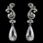 Antique Silver Clear CZ Crystal Necklace & Earrings Jewelry Set 1313