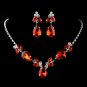 Silver Red & Clear Rhinestone Necklace & Earrings Jewelry Set 47003