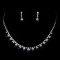 Silver Navy Rhinestone Necklace & Earrings Jewelry Set 3108