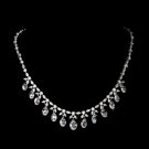 Silver Clear CZ Crystal Dangle Necklace 9005