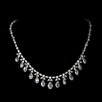 Silver Clear CZ Crystal Dangle Necklace 9005