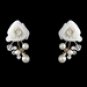 Gold Ivory Pearl, Rhinestone & Swarovski Crystal Necklace & Earrings Flower Jewelry Set 9613