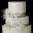 Decorative Multi Cut Crystal & Pearl Feather Fascinator Ribbon Clip 5282