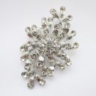 Antique Rhodium Silver Clear Brooch 232