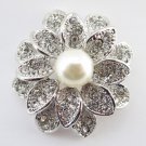 Antique Rhodium Silver Ivory Pearl Brooch 234