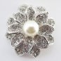 Antique Rhodium Silver Ivory Pearl Brooch 234