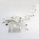 Silver Ivory Pearl & Rhinestone Comb 4710